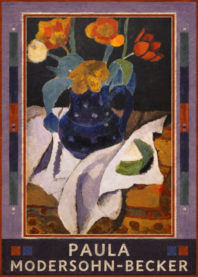 Paula Modersohn-Becker Still Life with Blue Jug and Flowers No1 - Poster