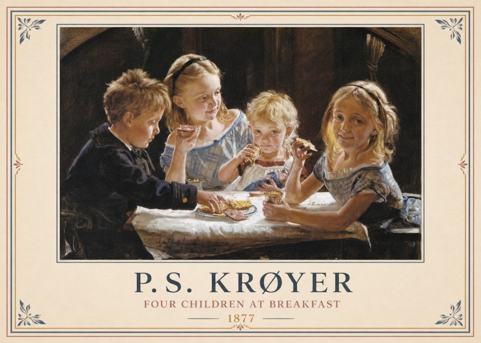 P.S. Krøyer Four Children at Breakfast No6 - Poster