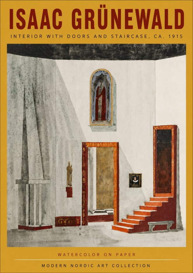 Isaac Grünewald Interior with Doors and Staircase, Ca. 1915 No4 - Poster
