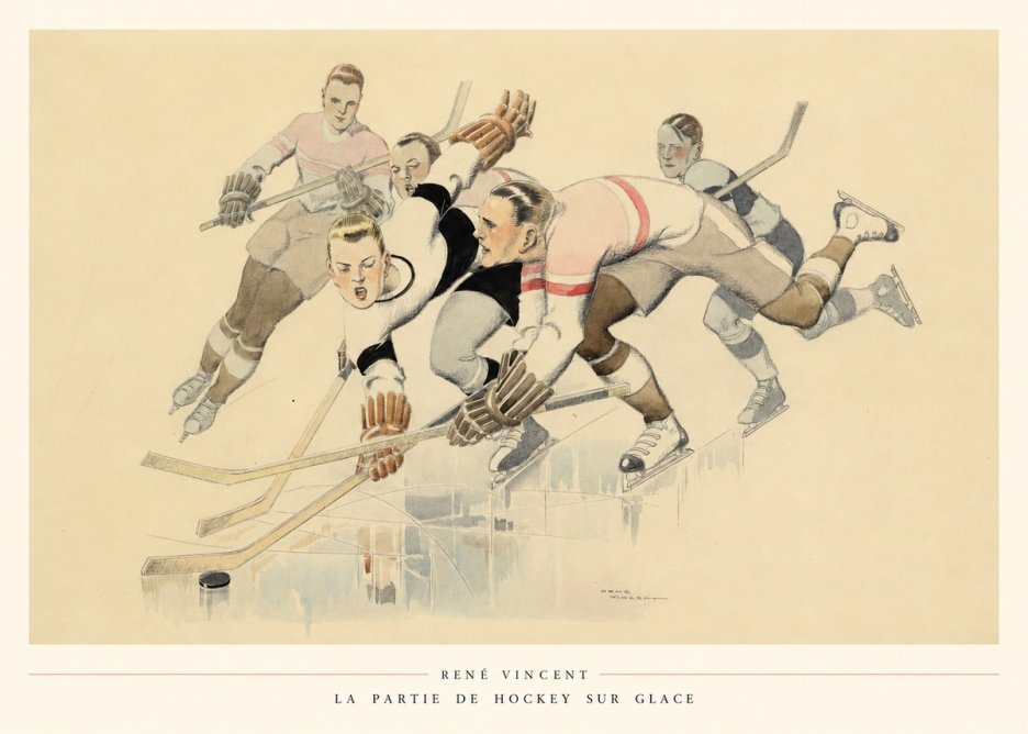 René Vincent La Partie De Hockey Sur Glace No6 - Poster