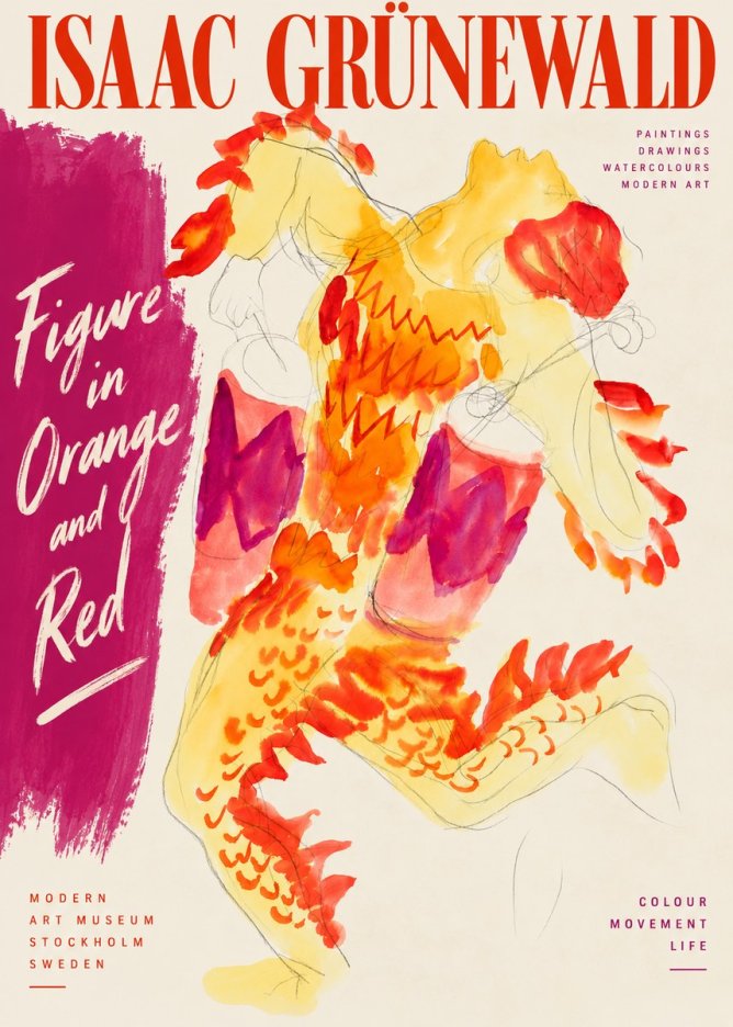 Isaac Grünewald Figure in Orange and Red No3 - Poster