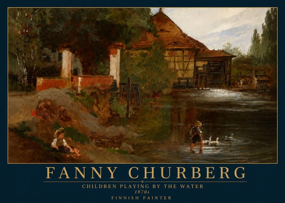 Fanny Churberg Children Playing by the Water No4 - Poster