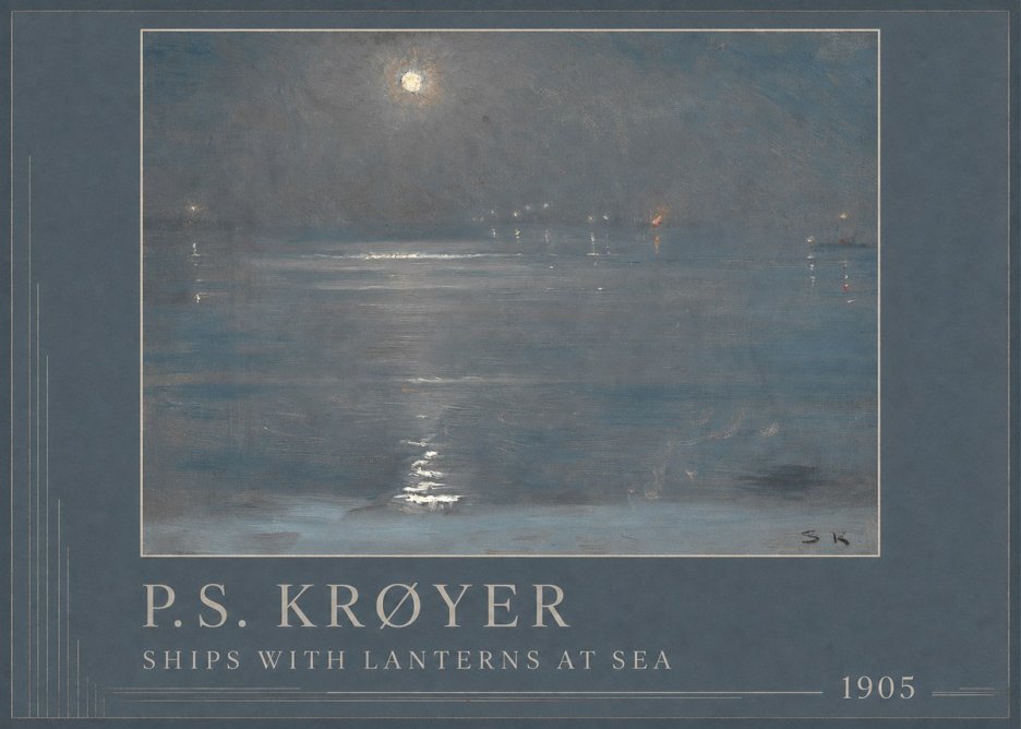 P.S. Krøyer Ships with Lanterns at Sea No1 - Poster