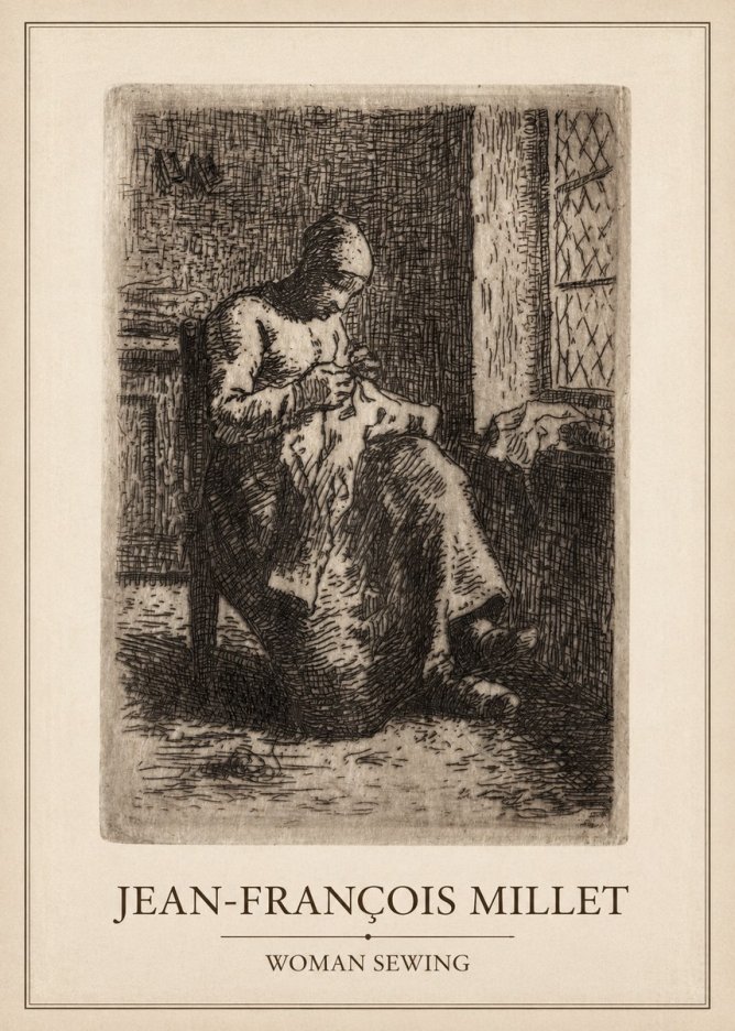 Jean-François Millet Woman Sewing No6 - Poster
