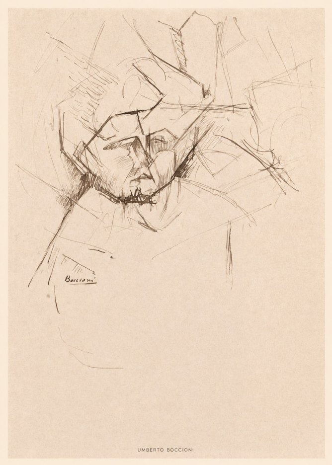 Umberto Boccioni Head Study No6 - Poster