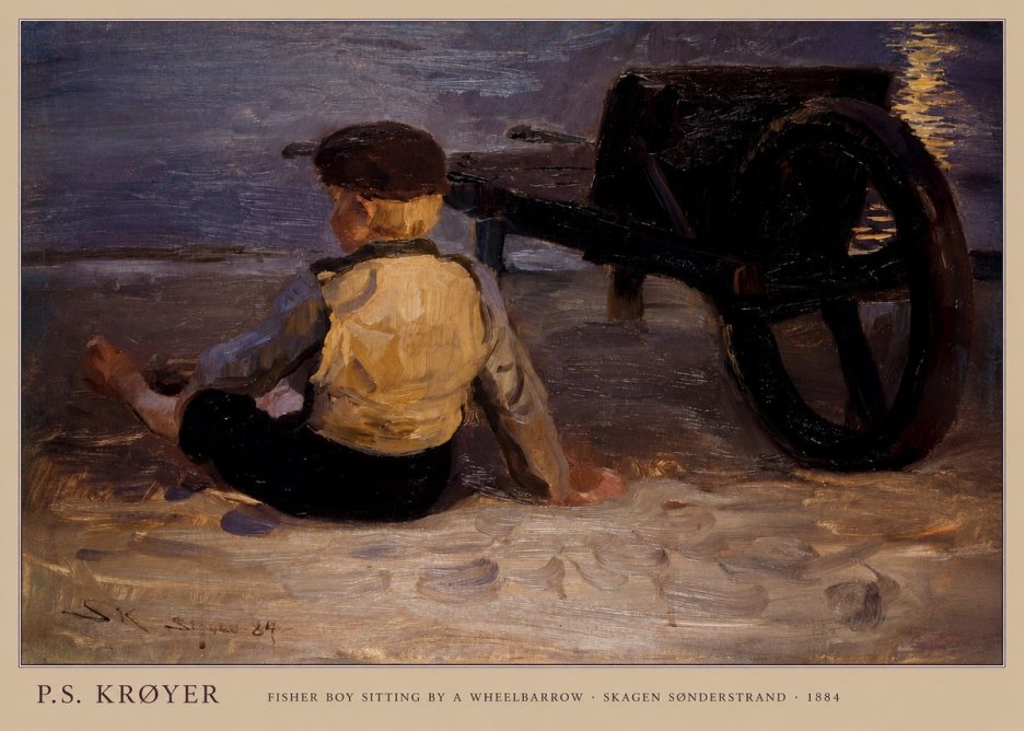 P.S. Krøyer Fisher Boy Sitting by a Wheelbarrow No6 - Poster