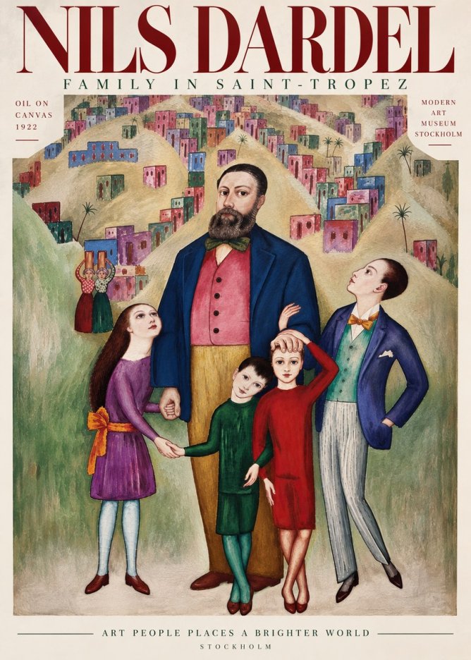 Nils Dardel Family in Saint-tropez No6 - Poster