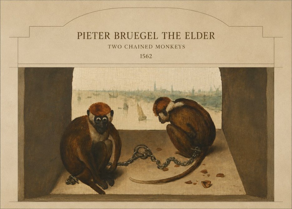 Pieter Bruegel Two Chained Monkeys II No4 - Poster