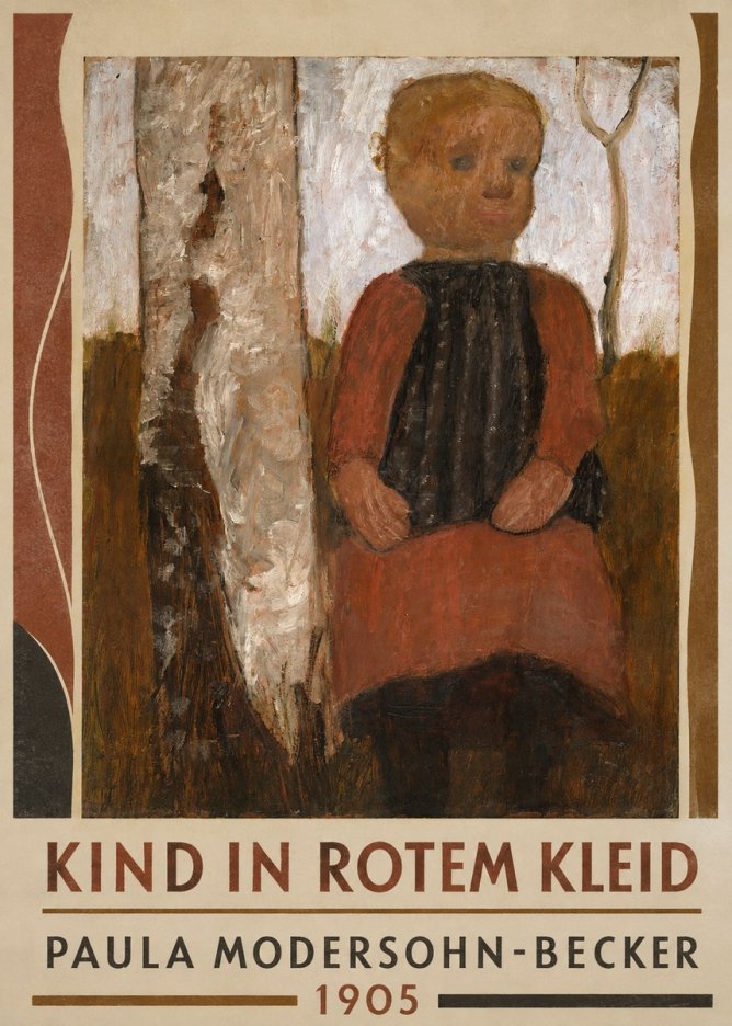 Paula Modersohn-Becker Kind in Rotem Kleid No1 - Poster