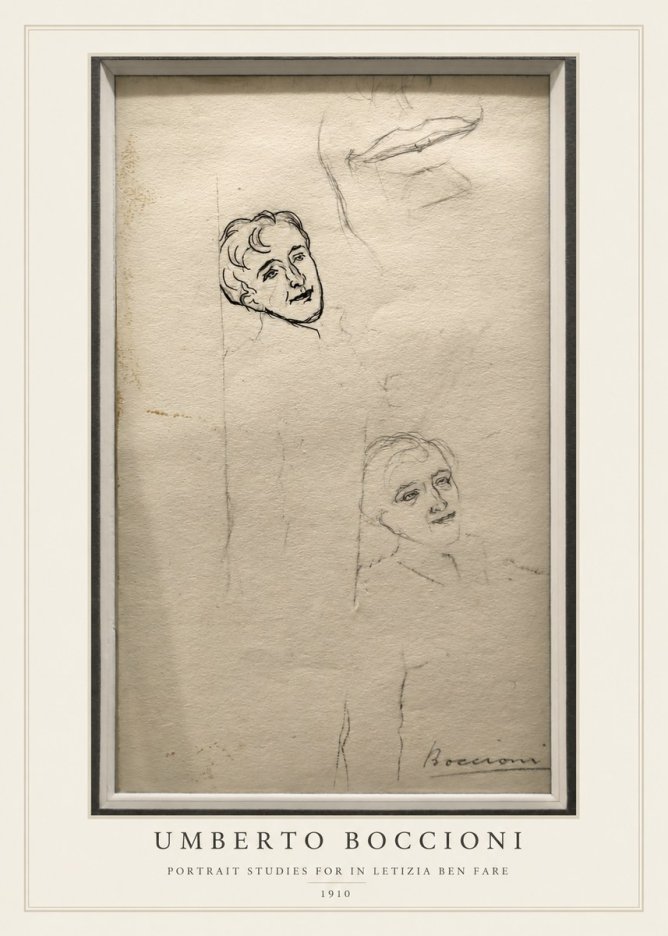 Umberto Boccioni Portrait Studies for in Letizia Ben Fare No3 - Poster