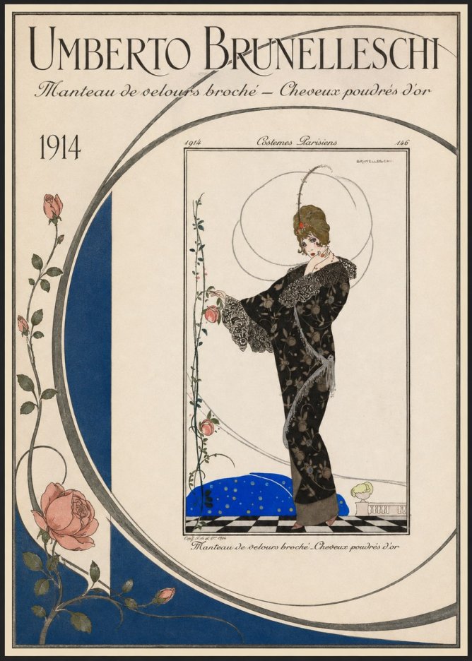 Umberto Brunelleschi Manteau De Velours Broché – Cheveux Poudrés D'or No3 - Poster