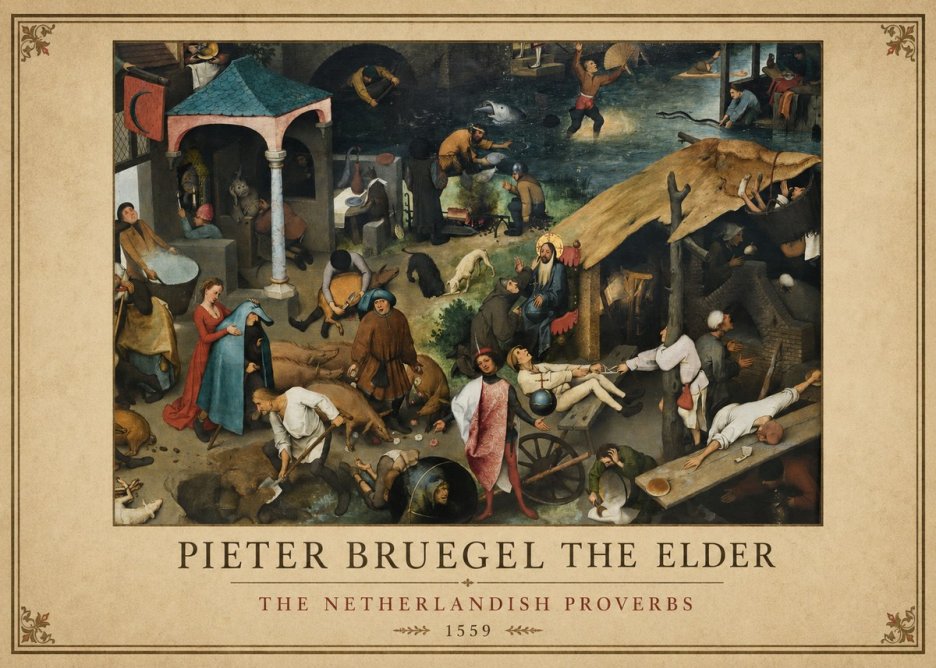 Pieter Bruegel The Netherlandish Proverbs III No1 - Poster