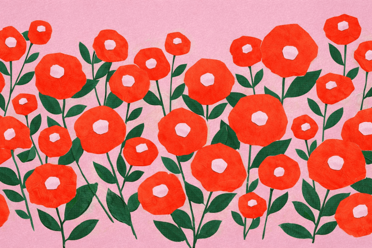 Crimson Flora Mural