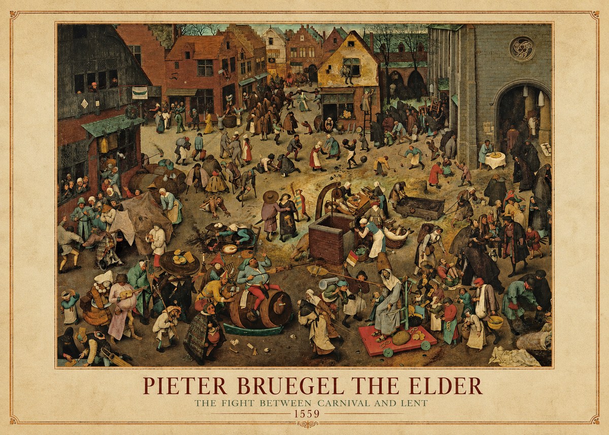 Pieter Bruegel The Fight Between Carnival and Lent I No4 - Poster