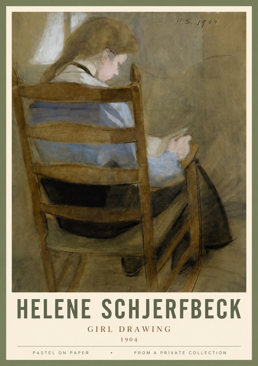 Helene Schjerfbeck Girl Drawing No3 - Poster