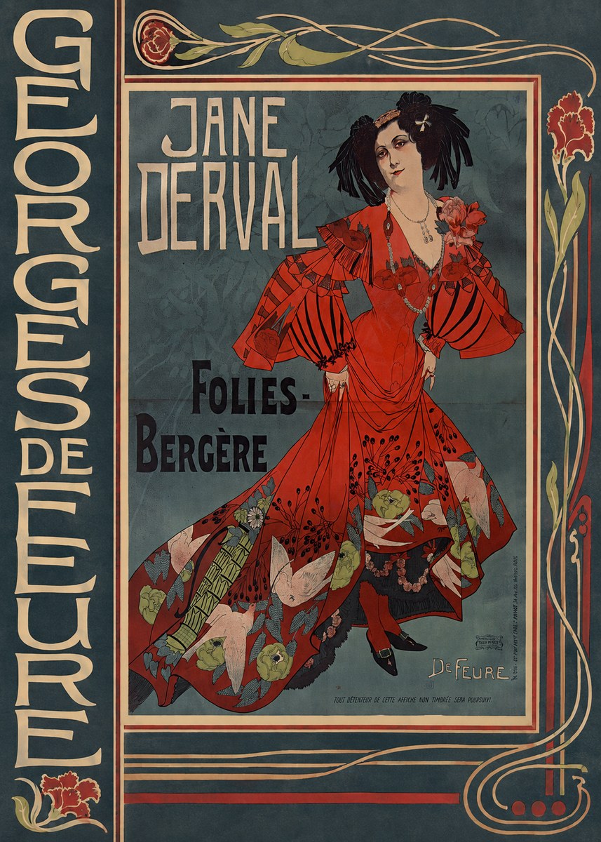 Georges de Feure Jane Derval - Folies-bergère I No3 - Poster
