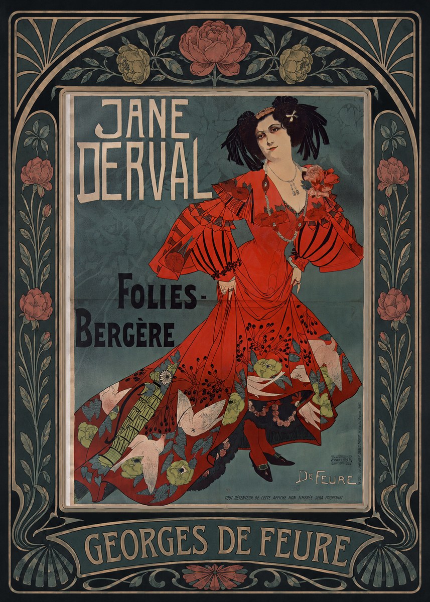 Georges de Feure Jane Derval - Folies-bergère I No5 - Poster