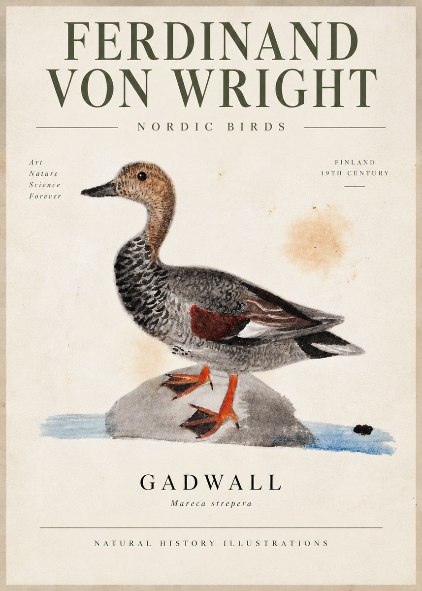 Ferdinand von Wright Duck on a Rock No6 - Poster