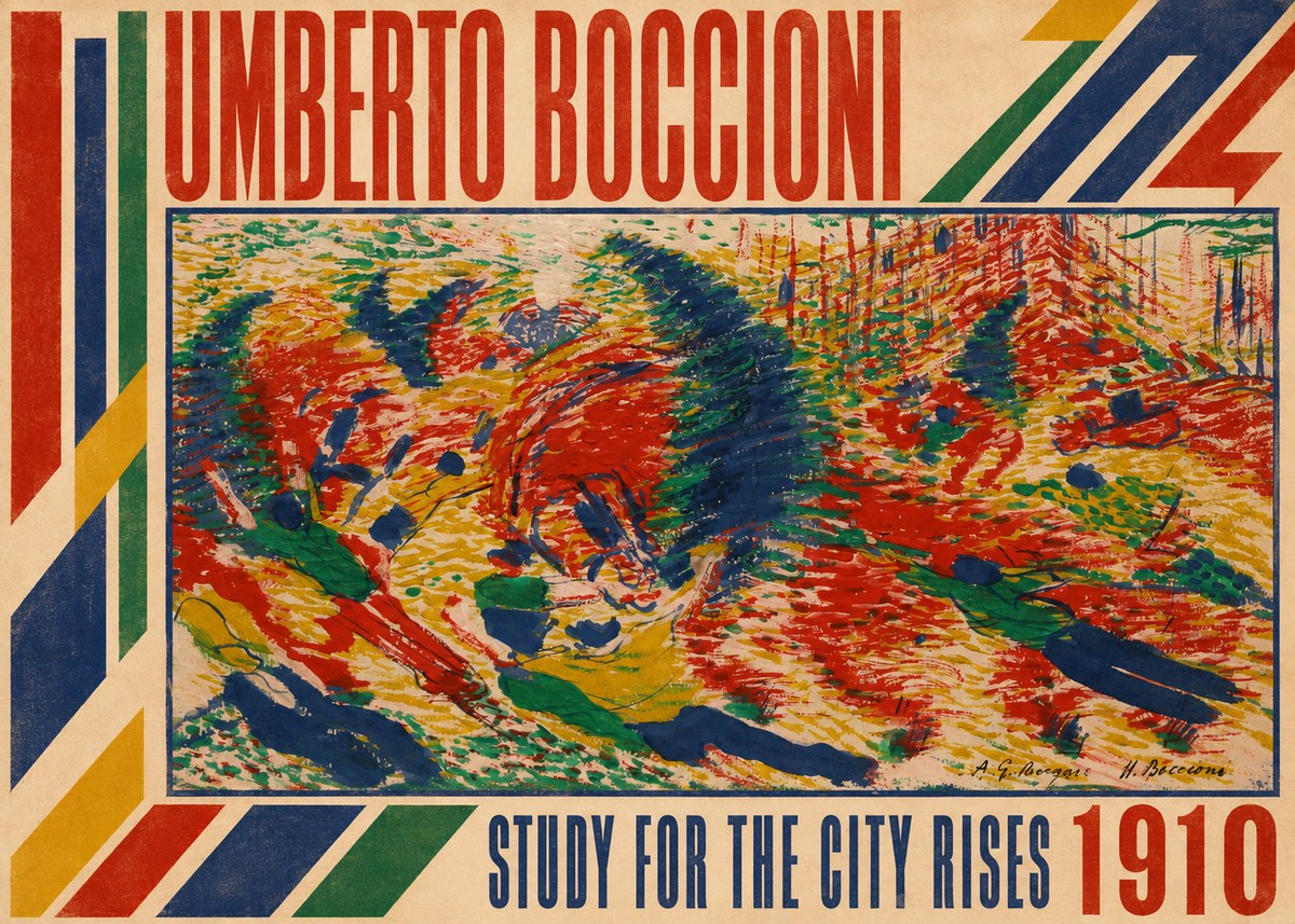 Umberto Boccioni Study for the City Rises No3 - Poster