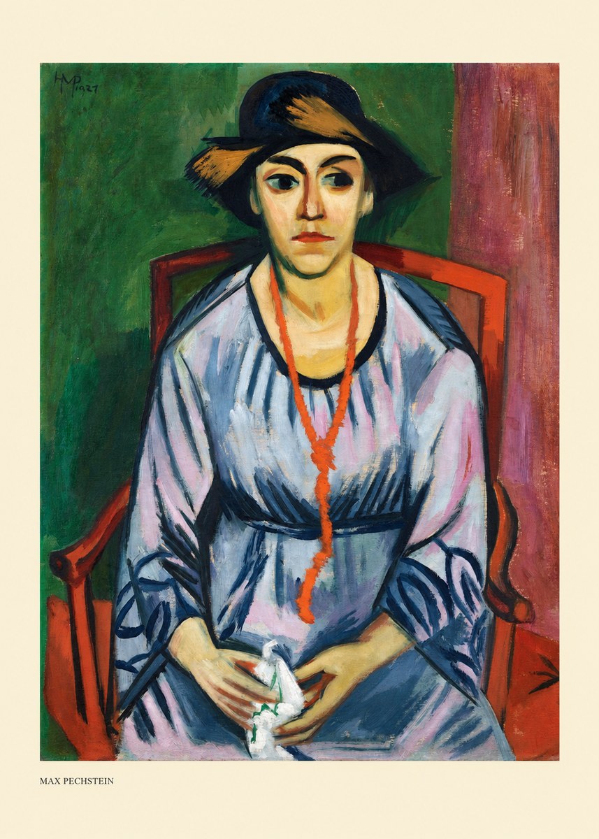 Max Pechstein Seated Woman with Hat No5 - Poster
