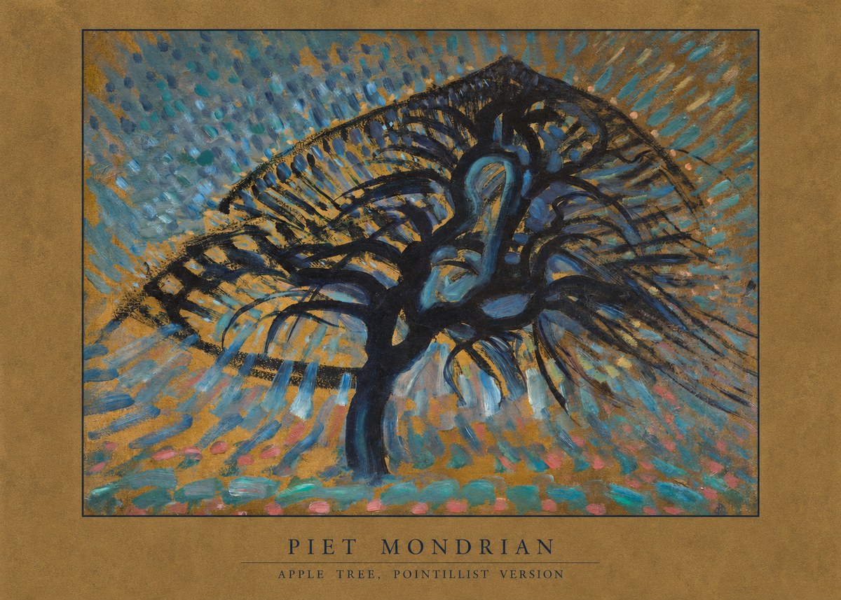 Piet Mondrian Apple Tree, Pointillist Version No6 - Poster