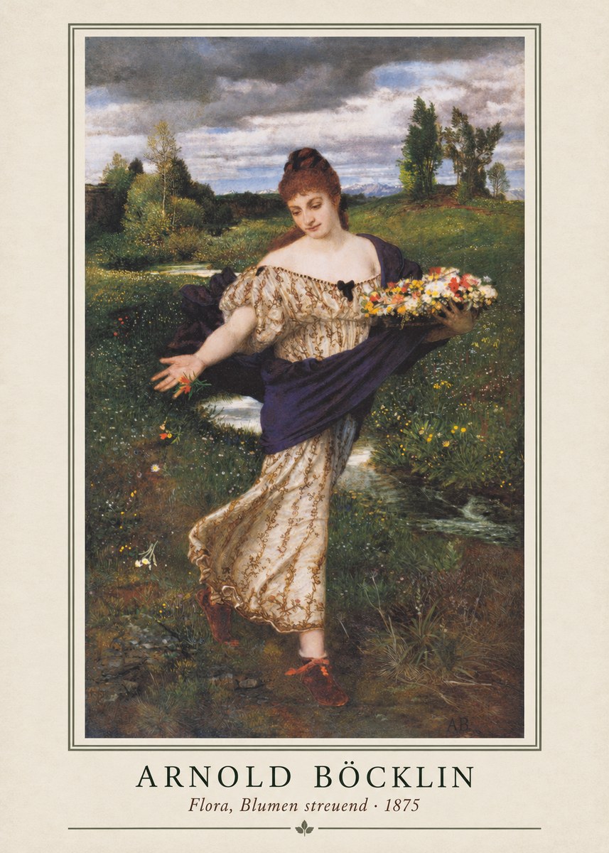 Arnold Böcklin Flora, Blumen Streuend I No1 - Poster
