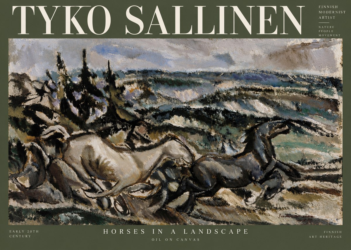 Tyko Sallinen Horses in a Landscape No5 - Poster