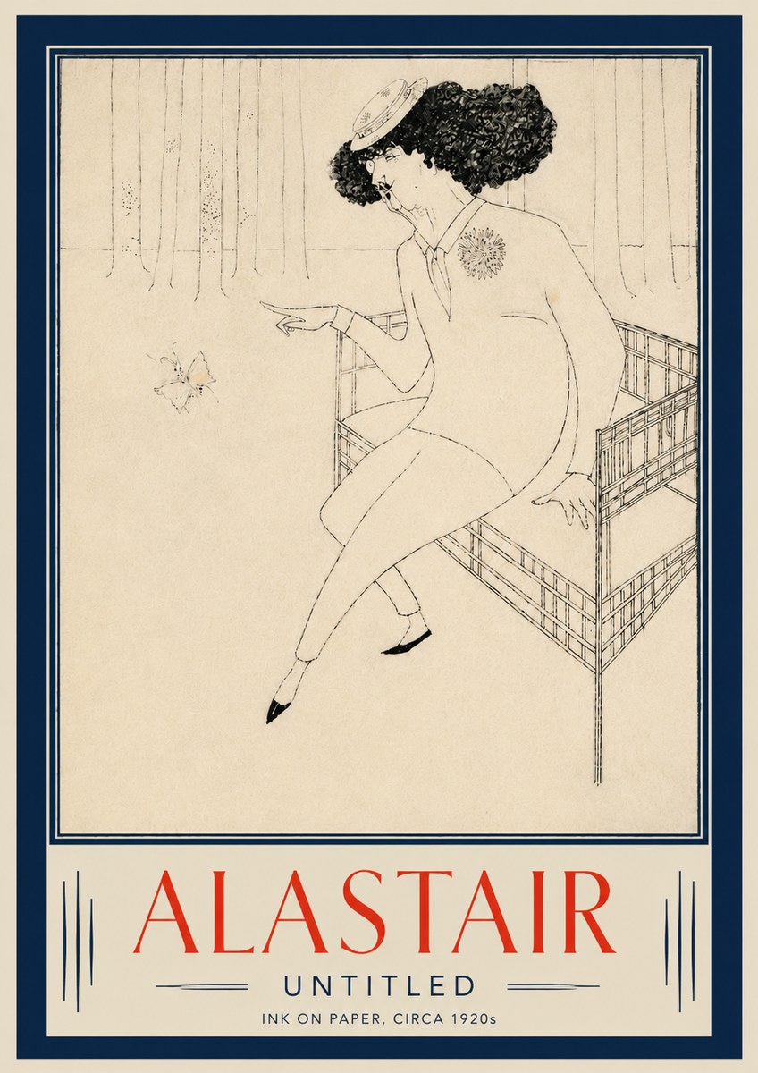 Alastair Lady with Butterfly No5 - Poster