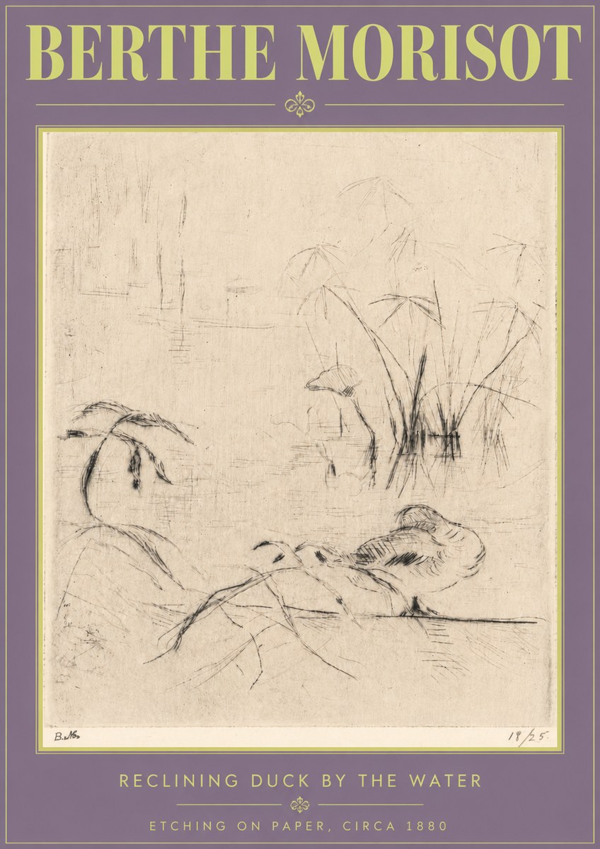 Berthe Morisot Reclining Duck by the Water No4 - Poster