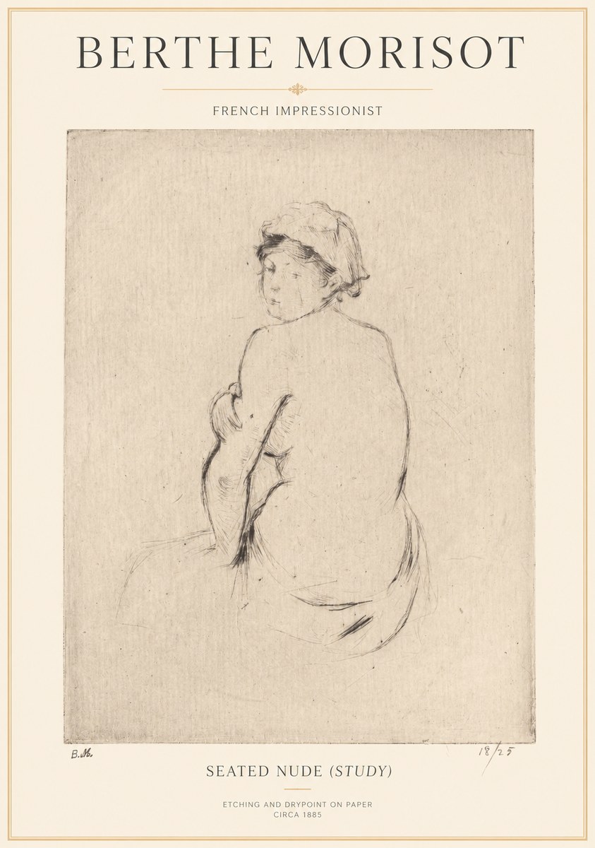Berthe Morisot Seated Nude (Study) No1 - Poster