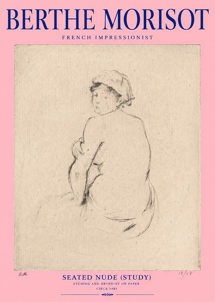 Berthe Morisot Seated Nude (Study) No2 - Poster