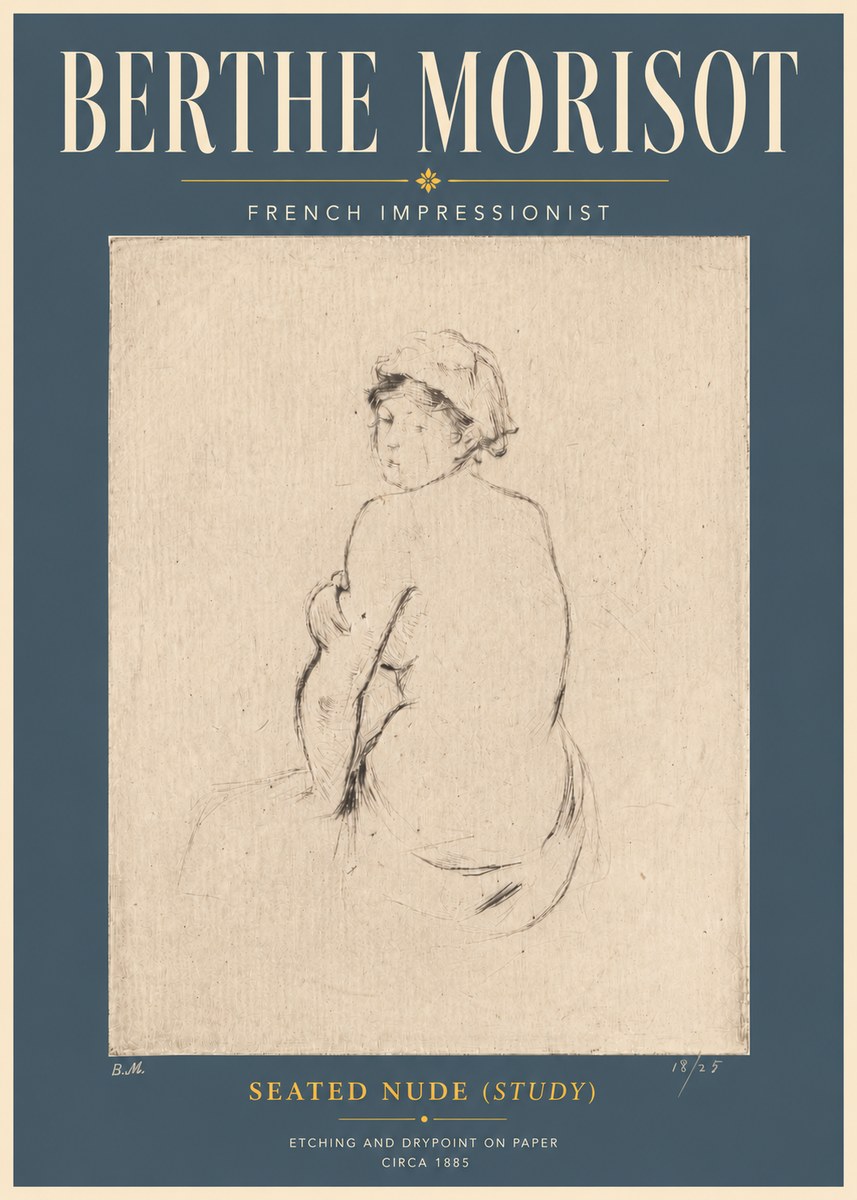Berthe Morisot Seated Nude (Study) No6 - Poster