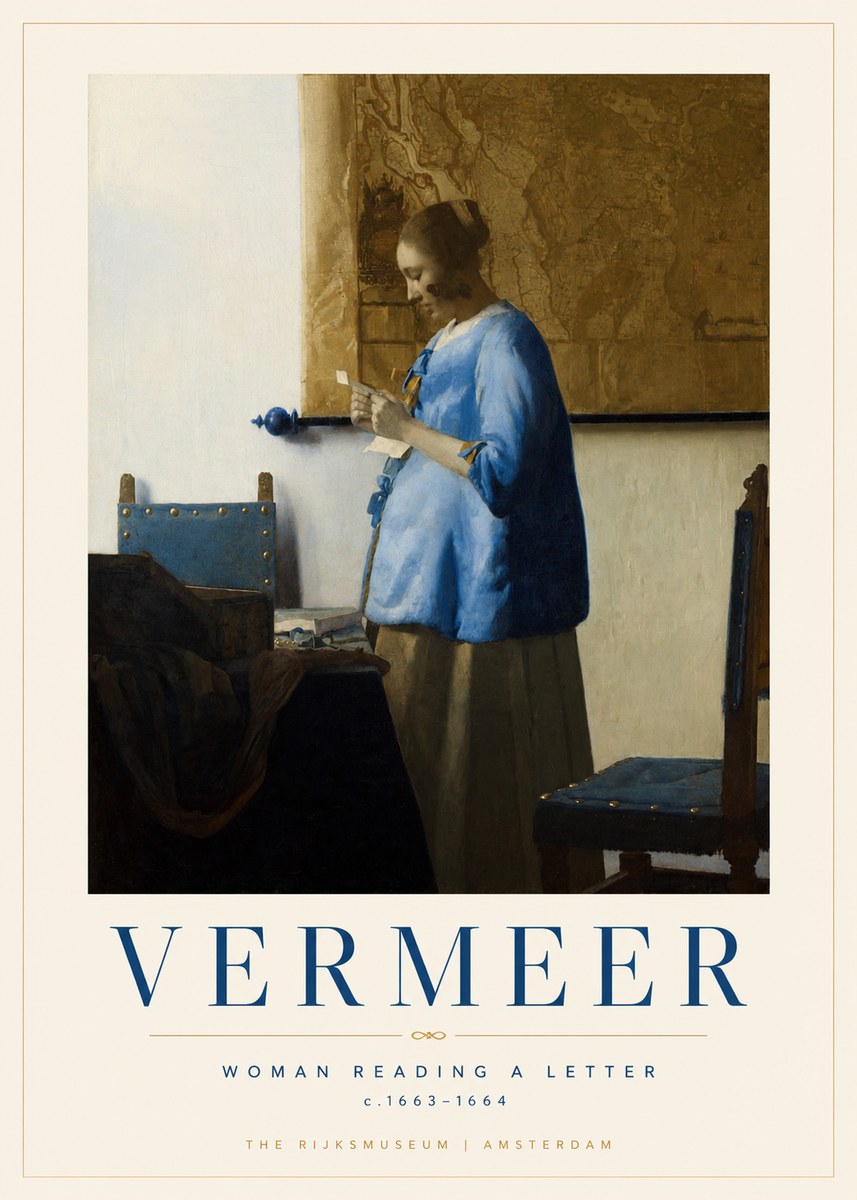 Vermeer Woman Reading a Letter No1 - Poster