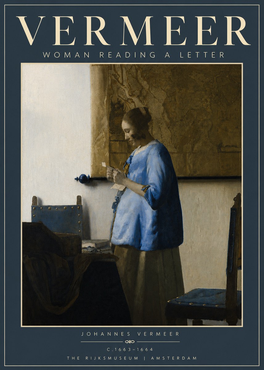 Vermeer Woman Reading a Letter No4 - Poster