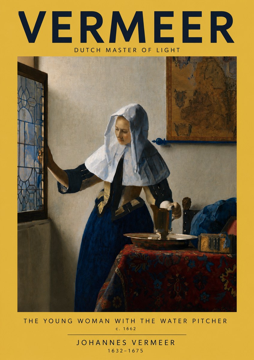 Vermeer The Young Woman with the Water Pitcher No4 - Poster