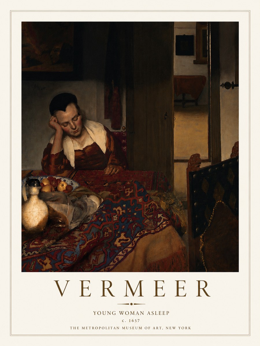 Vermeer Young Woman Asleep No4 - Poster
