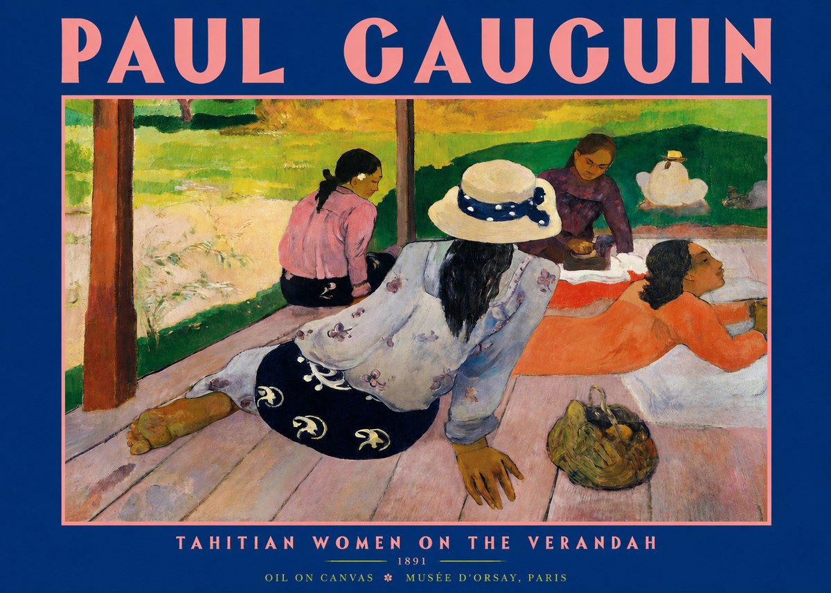 Paul Gauguin Tahitian Women on the Verandah No2 - Poster