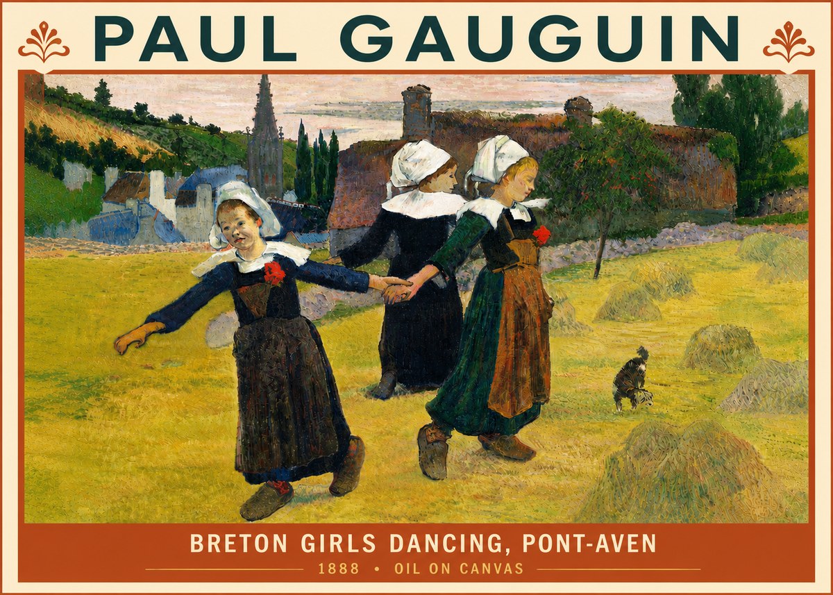 Paul Gauguin Breton Girls Dancing, Pont-aven No5 - Poster