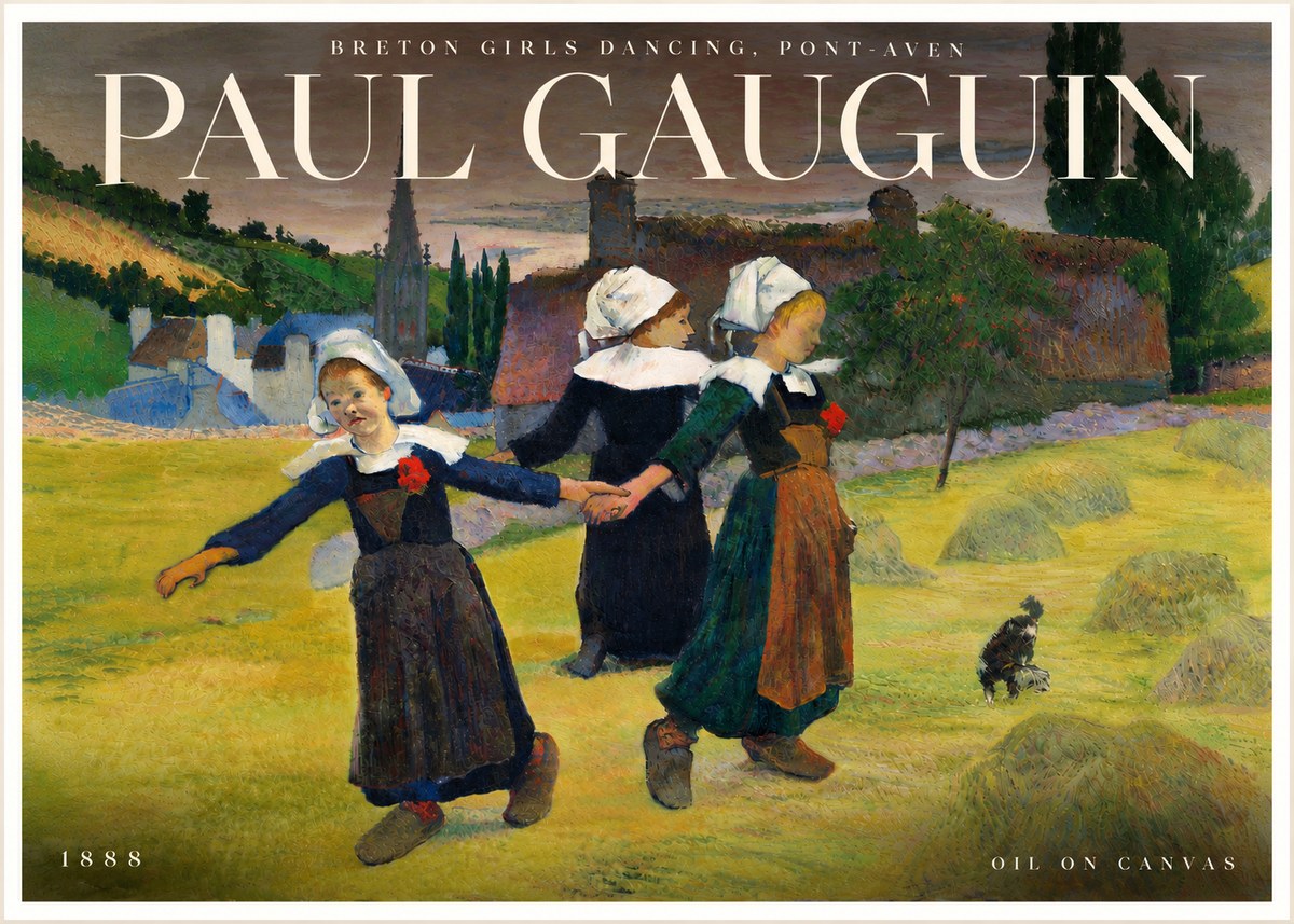 Paul Gauguin Breton Girls Dancing, Pont-aven No6 - Poster