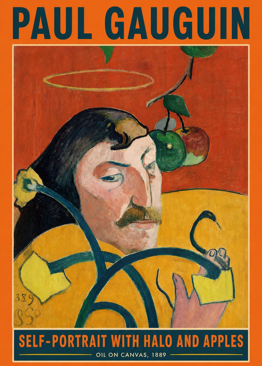 Paul Gauguin Self-portrait with Halo and Apples No2 - Poster