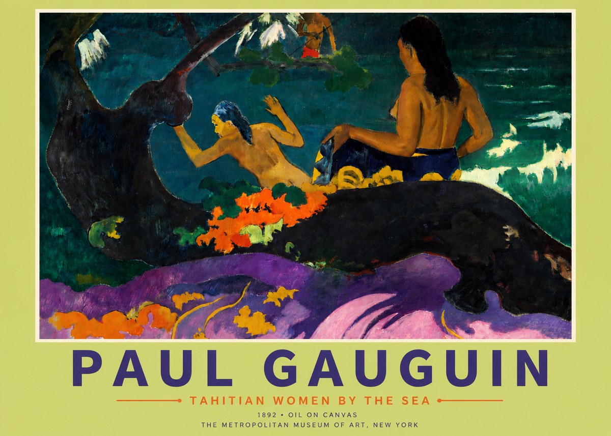 Paul Gauguin Tahitian Women by the Sea No3 - Poster