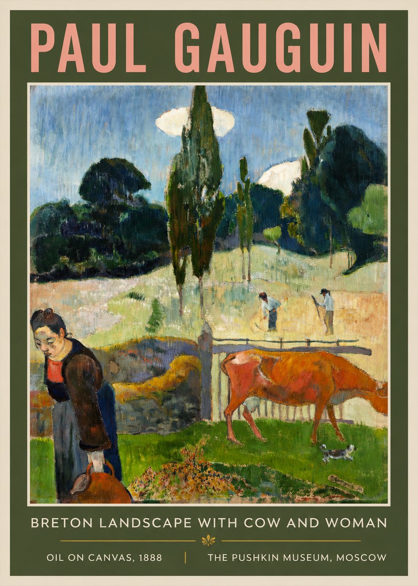 Paul Gauguin Breton Landscape with Cow and Woman No2 - Poster