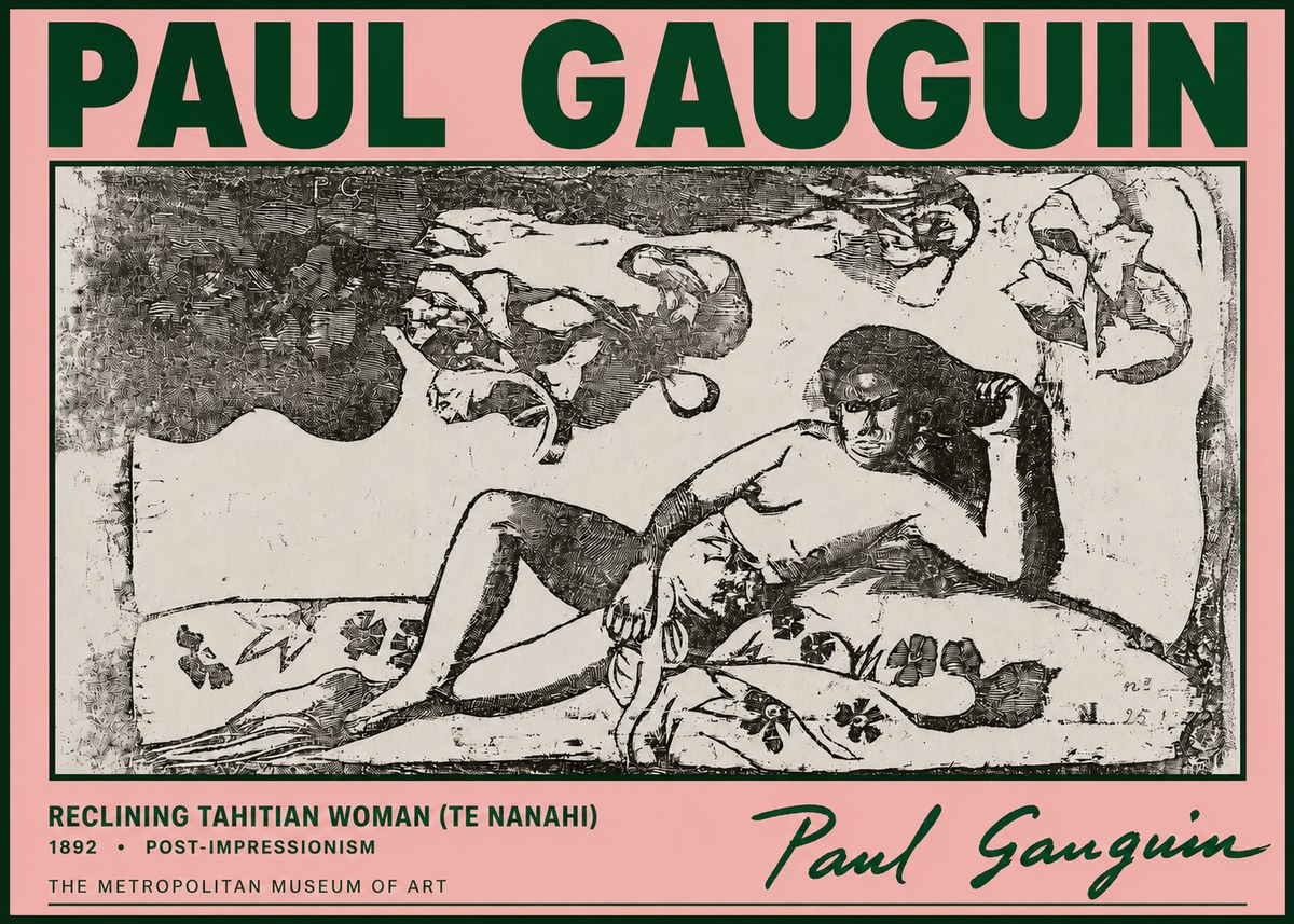 Paul Gauguin Reclining Tahitian Woman (Te Nanahi) No4 - Poster