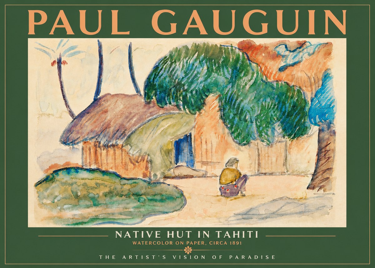 Paul Gauguin Native Hut in Tahiti No4 - Poster