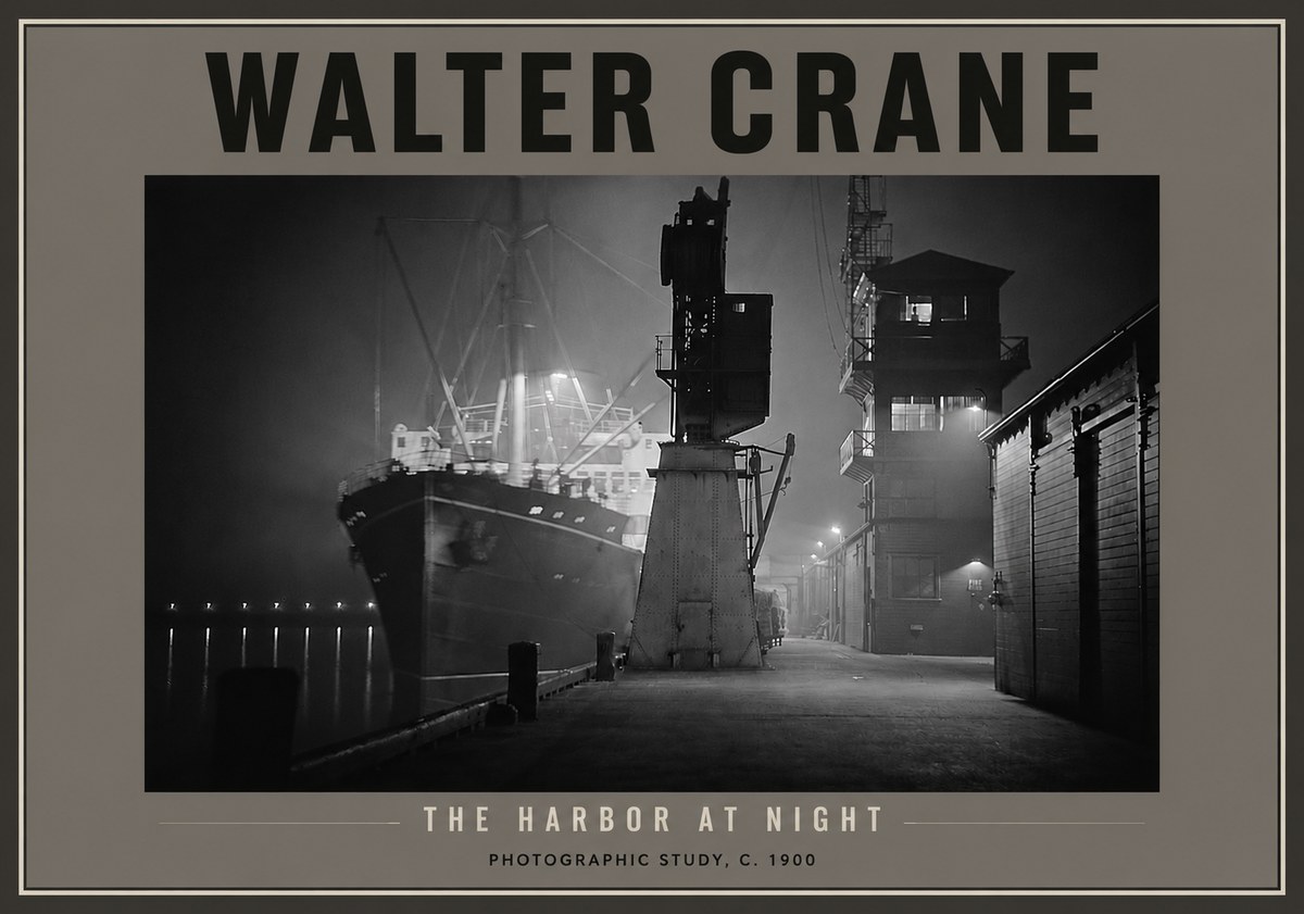 Walter Crane The Harbor at Night No4 - Poster