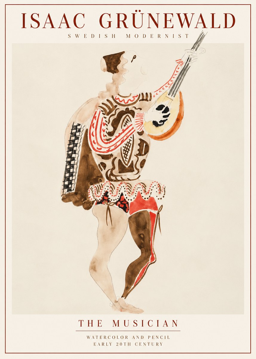 Isaac Grünewald The Lute Player No3 - Poster