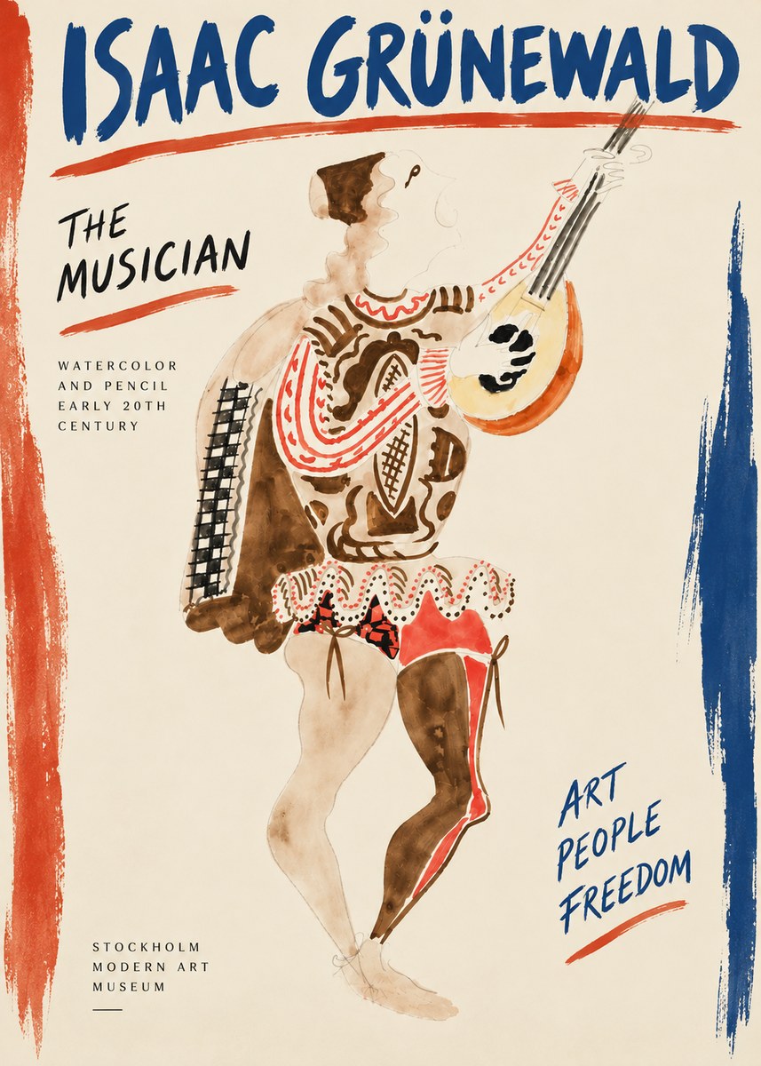Isaac Grünewald The Lute Player No6 - Poster