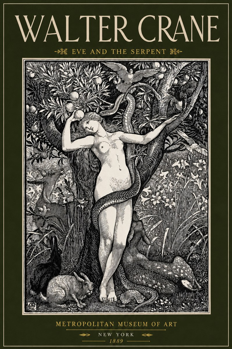 Walter Crane Eve and the Serpent No4 - Poster