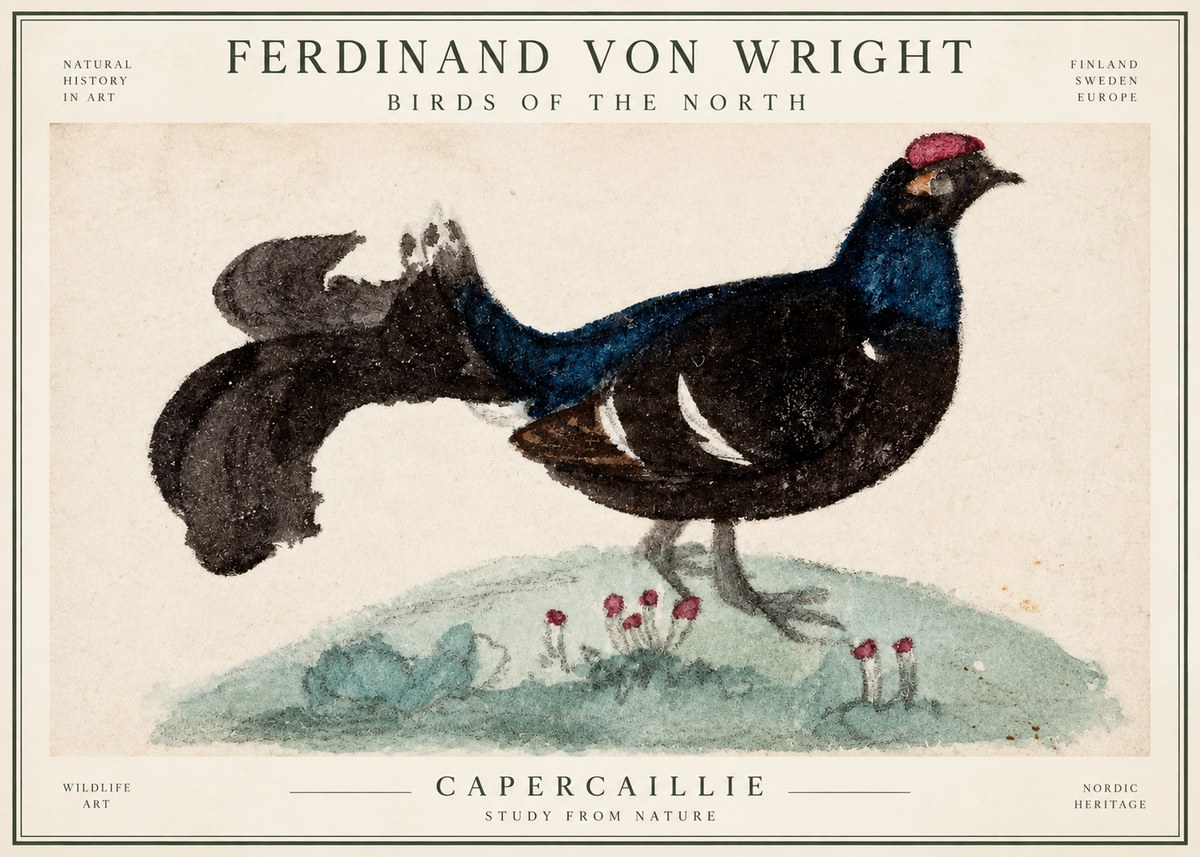 Ferdinand von Wright Western Capercaillie - Watercolor Study No3 - Poster