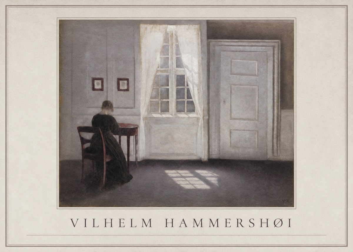 Vilhelm Hammershøi Interior with a Woman at a Table No1 - Poster